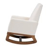 Yashiya Boucle Upholstered and Wood Rocking Chair Off White/Walnut Brown - Baxton Studio - 4 of 4