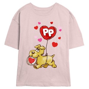 Junior's Pound Puppies Valentine's Day Heart Balloon Dog T-Shirt - 1 of 3