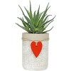 Classic Home and Garden Indoor/Outdoor Cement Planter with Drainage Hole, Heart Vase, Large, Whitewash - 2 of 3
