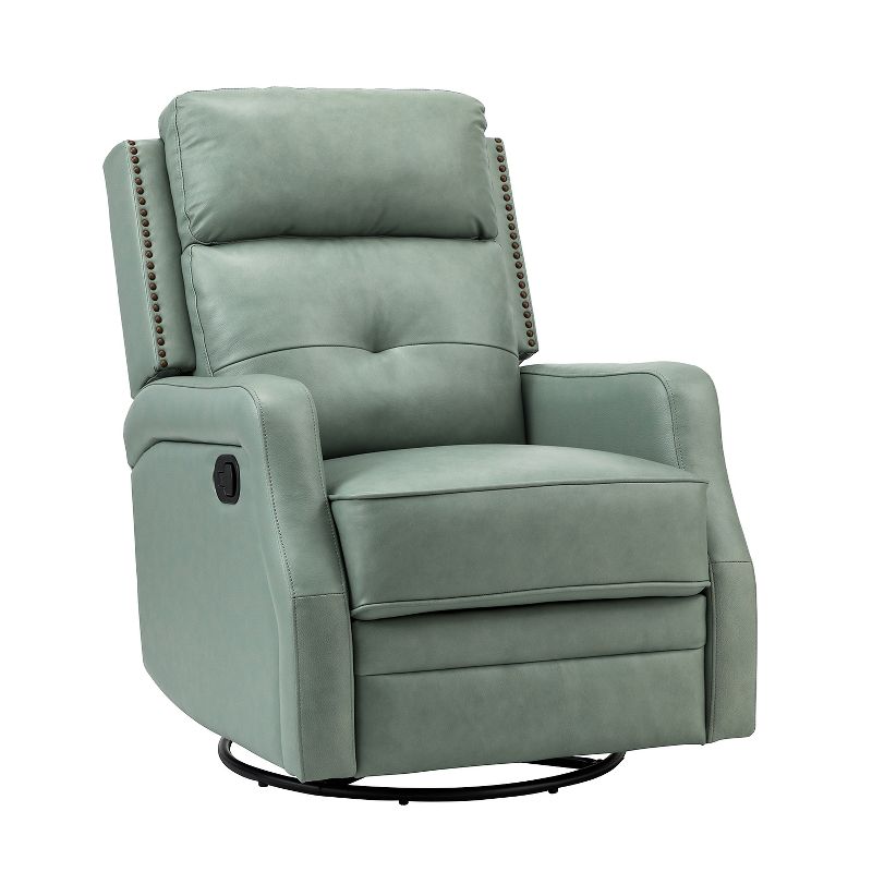 Basilio 28.74" W Tufted Genuine Leather Swivel Rocker Recliner with Nailhead Trims | ARTFUL LIVING DESIGN, 2 of 11