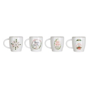 Storied Home Round Hand-Painted Stoneware Mug with 4 Various Holiday Sayings , Multicolor, Set of 12 - 1 of 1