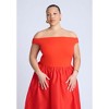 ELOQUII Women's Plus Size Boat Neck Mixed Fabric Dress - 4 of 4