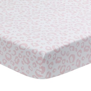 Lambs & Ivy Signature Pink/White Leopard Organic Cotton Fitted Crib Sheet - 1 of 4