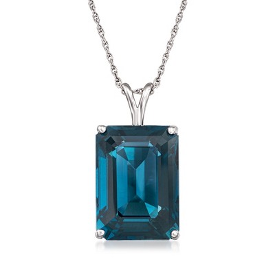 Ross-Simons 14.20 Carat London Blue Topaz Pendant Necklace in Sterling Silver Size 18
