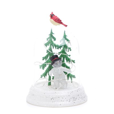 Transpac Artificial 9 in. White Christmas Light Up Snowman Dome