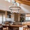 BAOURE 40in 16 Lights Wood Wagon Wheel Chandelier Farmhouse Black Rustic Pendant Light for High Ceilings Entryway Foyer Dining Room Living Room - 3 of 4