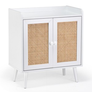 GlasFlength Kitchen Storage Accent Kitchen Cabinet Storage Cabinet Morden Sideboard Cabinet 2 Doors for Dining Room, White, 15"*26.4"*30" - 1 of 4