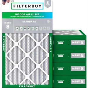 Filterbuy 22x36x4 Air Filter (5-Pack), Pleated MERV 8 Dust Defense Replacement HVAC AC Furnace Filters (Actual Size: 21.50 x 35.50 x 3.63) - 1 of 4