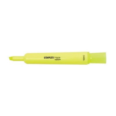 Staples Hype Tank Highlighters Chisel Yellow 12/PK (29203)