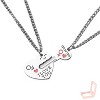 Couples' Silver - Toned Titanium Steel Necklace Set - Modern Love Design - 2 of 4