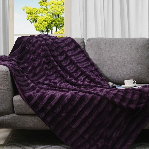 Cheer Collection Ultra Soft Faux Fur Throw Blanket - Purple (50