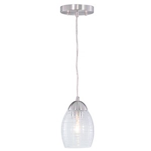 VAXCEL Isley Satin Nickel Mini Pendant Ceiling Light Clear Spun Glass - 1 of 4