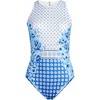 Lands' End Women's Tugless High Neck Portrait Back One Piece Swimsuit - 3 of 3