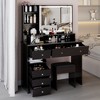 FONTOI 29.2"W/37"W/41"W Makeup Vanity Table with Left Drawer Stool Large Sliding Mirror Capacity Storage for Bedroom Dressing Room, White/Black - 2 of 4