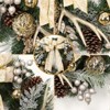 Christmas Wreath with Timer, Xmas Wreath with Light Antlers Bowknot Pine Cones Balls, Wreath for Front Door Indoor Outdoor Holiday Decor - 2 of 4