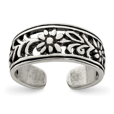 Black Bow Jewelry Framed Flower Toe Ring in Sterling Silver