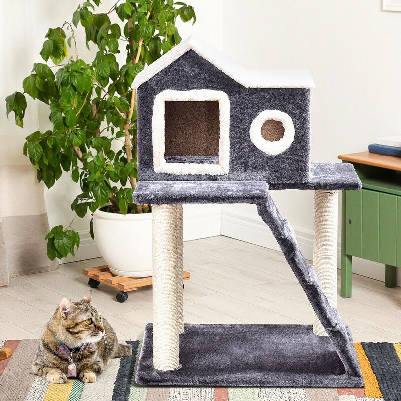 Costway 36'' Cat Tree Kitten Activity Tower Furniture Room Condo Scratching Posts Ladder, 4 of 11