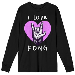Godzilla x Kong: The New Empire I Love Kong Crew Neck Long Sleeve Black Adult Tee - 1 of 3