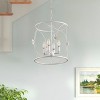 Vintage White Floral Cage Chandelier, 4-Light Farmhouse Pendant Lighting Fixture for Girls Room or Foyer - 3 of 4