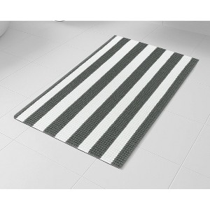 Home Mart Goods Charcoal Grey White Stripe Soft Cozy Plush Chenille Bath Mat Bathroom Rug - 30"x20" - 1 of 3