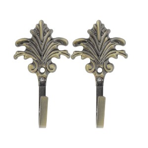 Unique Bargains Curtain Holdbacks Five-Leaf Design Hooks Iron 3.94"x1.97" 1 Pair - 1 of 4