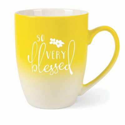 Elanze Designs So Very Blessed Two Toned Ombre Matte 10 ounce New Bone China Coffee Tea Cup Mug, Yellow and White