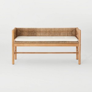 Elden Wood Bench with Woven Back and Loose Cushion Seat - Threshold™ designed with Studio McGee - 1 of 4