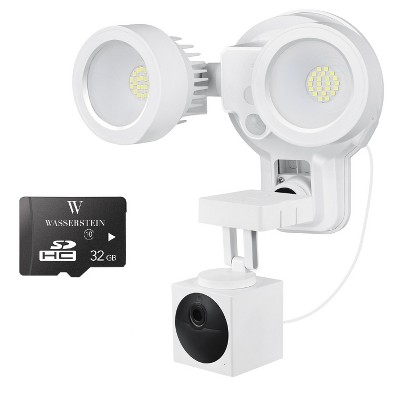 Wasserstein 3-in-1 Floodlight, Charger and Mount Compatible with Wyze Cam Outdoor + 32GB Micro SD Card (White) (Camera NOT Included)