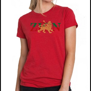 LA Pop Art Women's Premium Blend Word Art T-shirt - Zion - One Love - 1 of 4