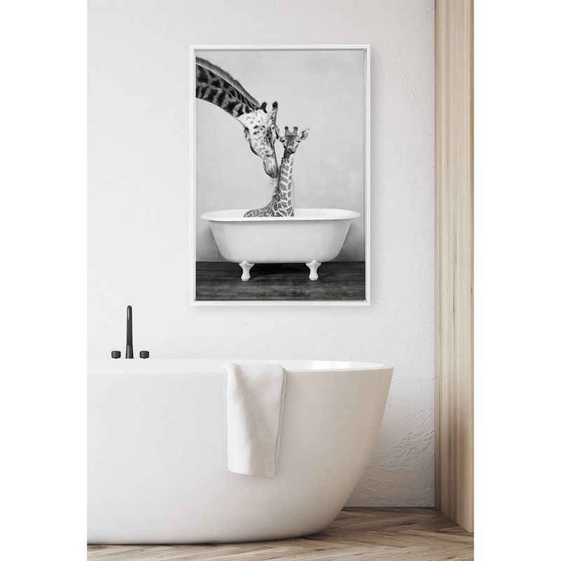 23&#34; x 33&#34; Sylvie Giraffe in Tub Framed Canvas Wall Art by Amy Peterson White - DesignOvation, 6 of 7