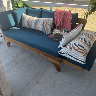 Long beach acacia wood outdoor extendable store daybed sofa