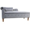 Zeus & Ruta Modern Upholstered Rolled Arm Chaise Lounge, Indoor Sofa, Velvet Lounge Chair with Storage & Pillow - 2 of 4