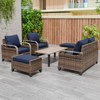 EAGLE PEAK Wicker Outdoor Patio Conversation Set, 2 Chairs, 2-Seat Loveseat, 2 Ottomans and Coffee Table, 6 Pieces - 2 of 4