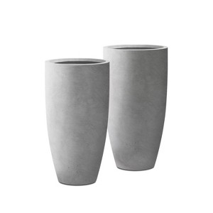 Rosemead Home & Garden 2pc Concrete Outdoor Planter Pots Cement Gray - 1 of 3