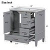 ALEXOUN 30" Solid Wood Freestanding Bathroom Vanity with Sink,Bathroom Storage Cabinet with Tip-Out Drawer & 3 Drawers and 1 Soft Closing Door - 3 of 4