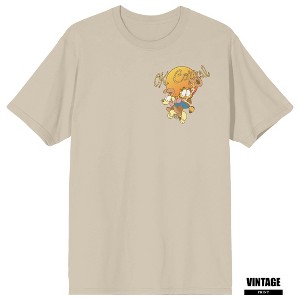 Garfield Cowboy Garfield Riding Odie Adult Pelican Crew Neck Short Sleeve T-shirt - 1 of 4