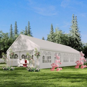 16 ft x 32 ft Party Tent, Heavy Duty Event Shelter with Removable Sidewall, Outdoor Gazebo Canopy for Birthday Party Wedding Event, Straight Edge - 1 of 4