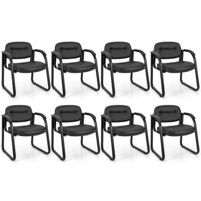 Costway Waiting Room Chair Set of 2/4/6/8/10/12 with Sled Base and Padded Arm Rest Home Black