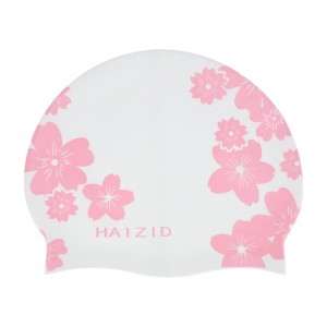 Unique Bargains Silicone Waterproof Swim Cap Pink White 1 Pc - 1 of 4