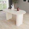 NicBex 63" Dining Table Set for 6 Cream Style Dining Table Round Wave Table Legs with 6 Chairs - 3 of 4