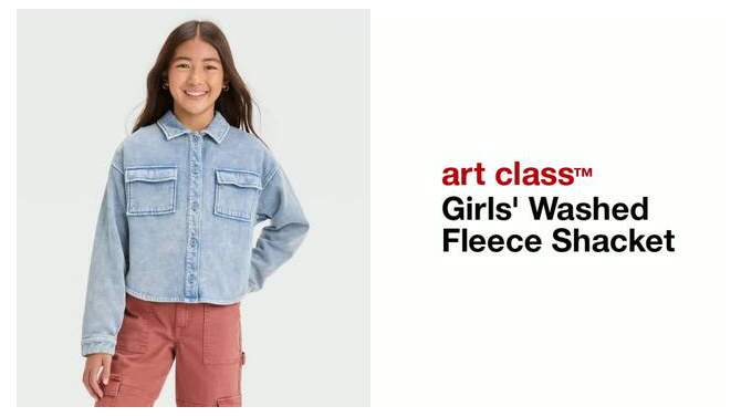 Girls' Washed Fleece Shacket - art class™, 2 of 7, play video