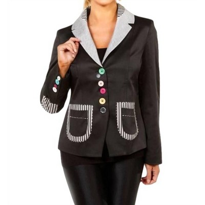 Women's Mixed Media Button Blazer - ANGEL