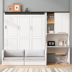 Mshliw Multi-Functional Murphy Bed with Sofa, Desk and Storage Cabinet, Space-Saving Foldable Wall Bed - 1 of 4