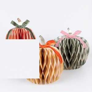 Meri Meri Fall Stripe Paper Honeycomb Pumpkins (Pack of 3) - 1 of 4