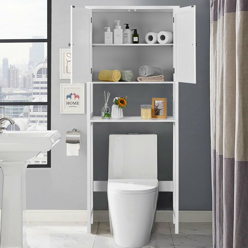 Costway Bathroom  Over The Toilet Storage Cabinet   with Adjustable Shelf, 3 of 11