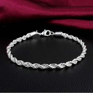 RMZ GOLD NYC 14K White Gold Plated Rope Bracelet – Timeless Elegance in a Classic Twist - 1 of 1