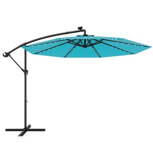 Tangkula 10 Ft Solar LED 40 Lights Offset Umbrella Crank Cross Base Patio - 1 of 4