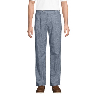 Lands' End Men's Linen Cotton Pleated Relaxed Pants