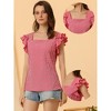 INSPIRE CHIC Women's Summer Gingham Square Neck Ruffle Sleeve Blouse - 2 of 4