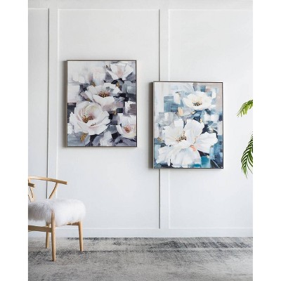 Blooming Florals Hand Painted Canvas with Polystyrene Frame